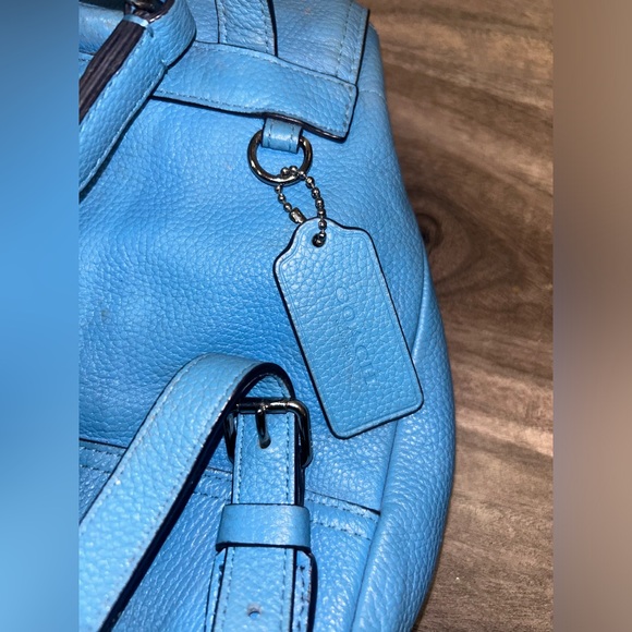 COACH Azure Blue Leather Mini Turnlock Rucksack Backpack #37581 - Picture 6 of 7